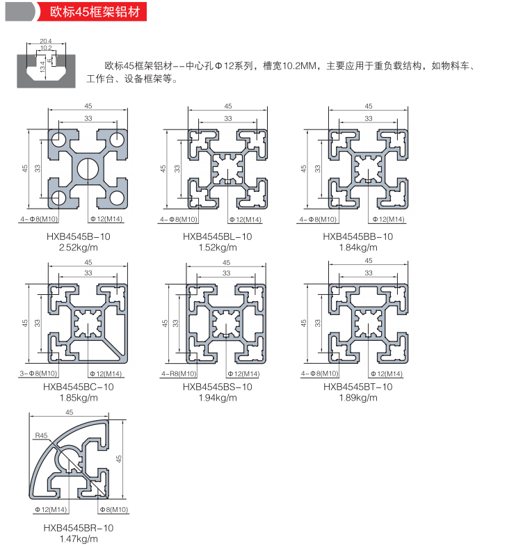 欧标45框架铝材